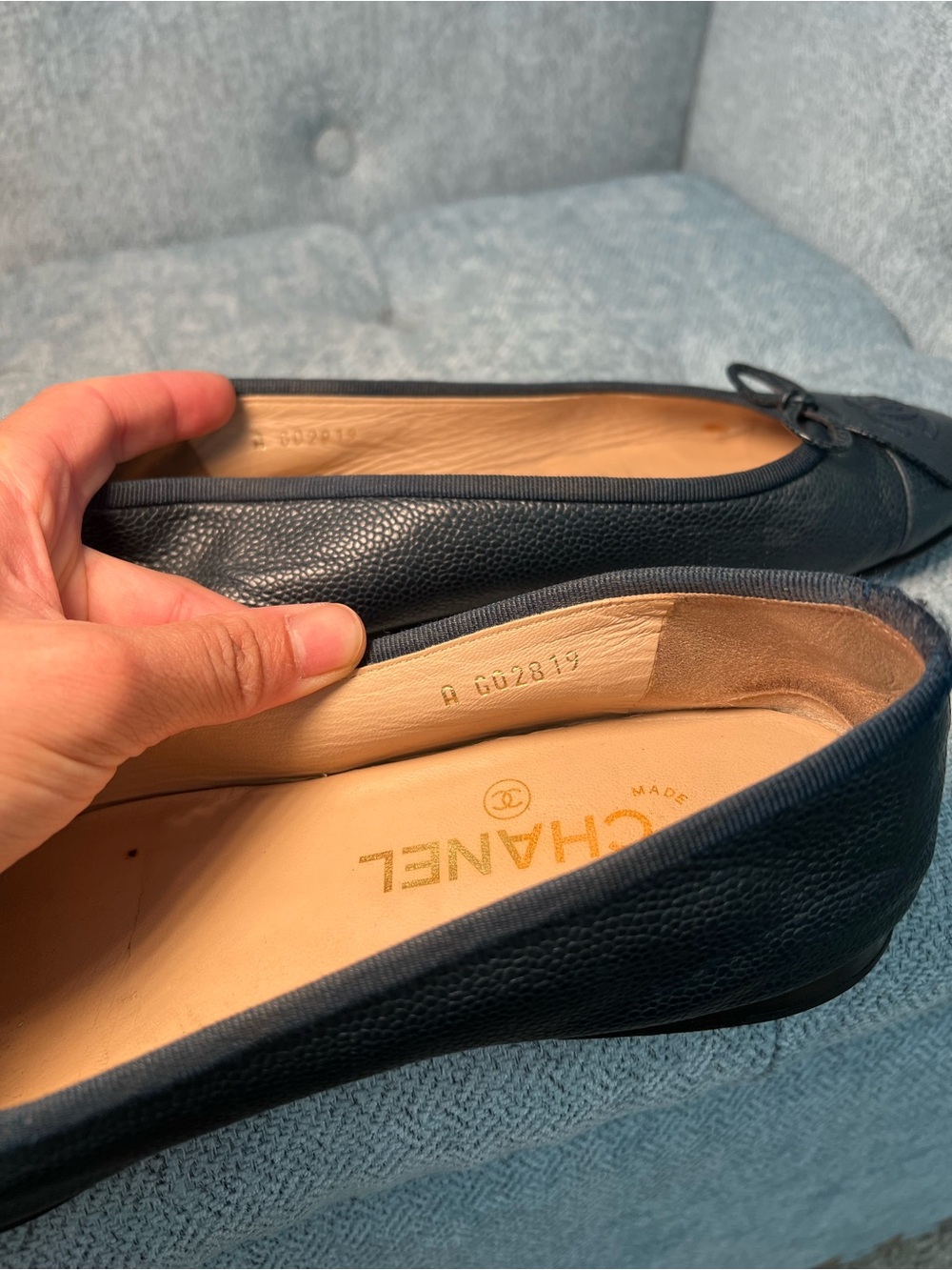 CHANEL Navy Caviar Leather Ballet Flats - Picture 12 of 12